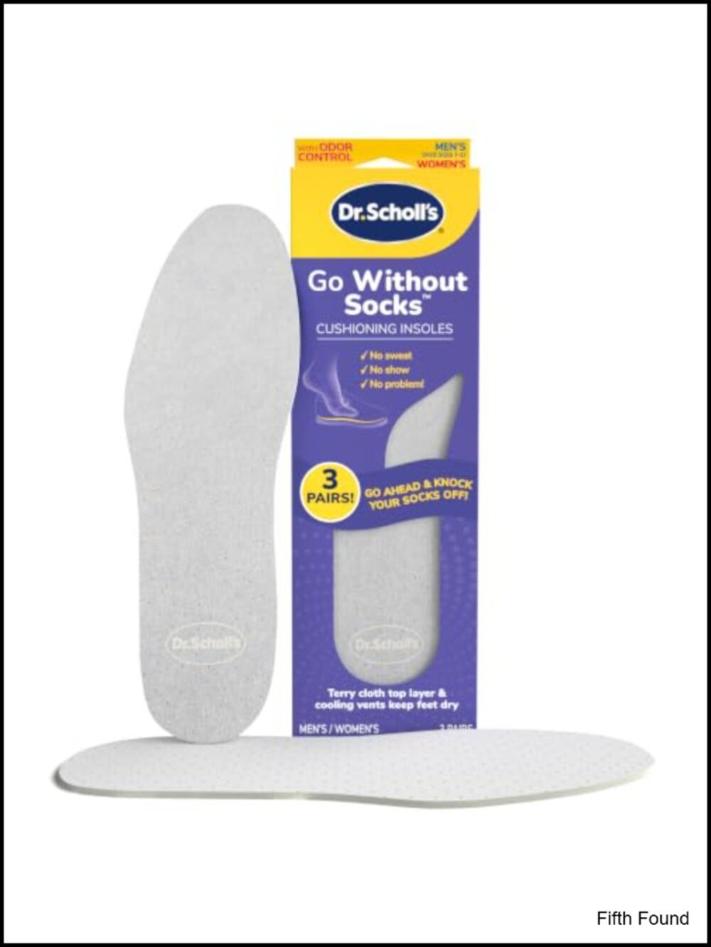 Dr. Scholl's Go Sockless Cushioning Insoles Trim to Fit Unisex 3 Pairs